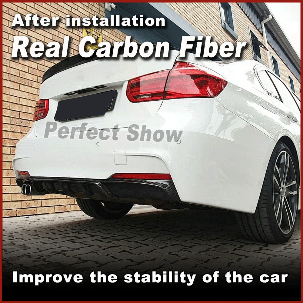 for BMW F30 3 Series M Tech /Sport 2013-18 REAL Carbon Rear Bumper Diffuser Lip