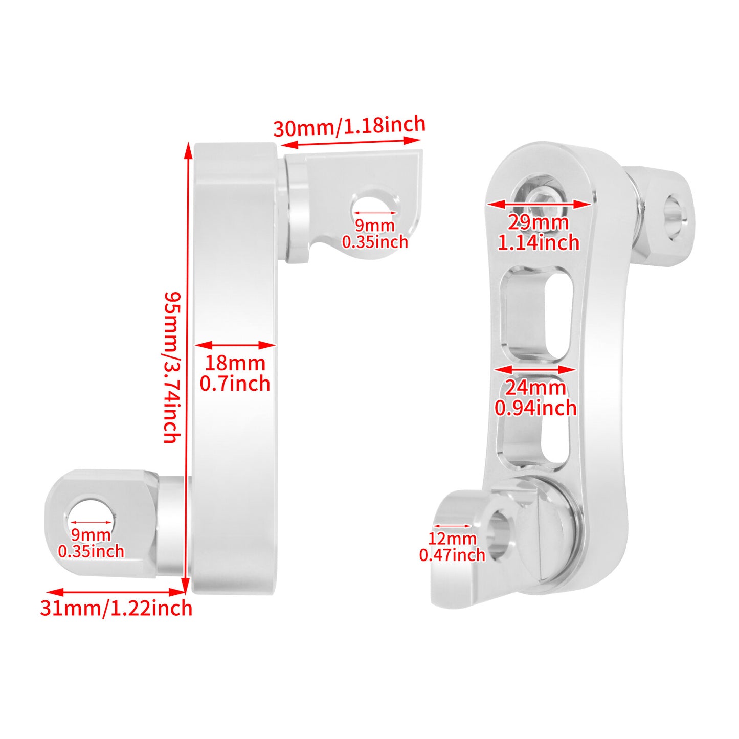 Chrome Aluminum Foot Peg Male Mount Extensions for Harley Touring Dyna Sportster