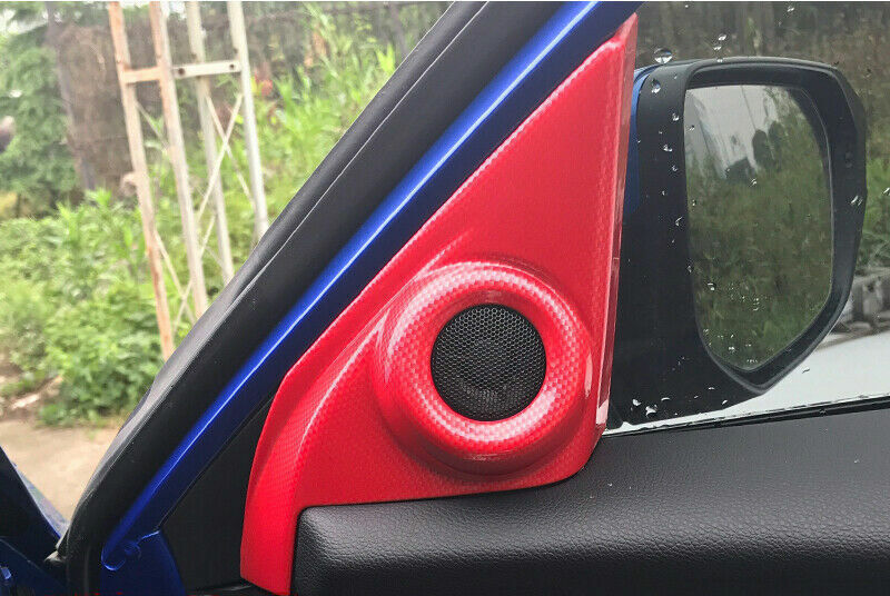 A Post Speaker Frame Cover Trim 2PCS for Honda for Civic 2016-2021 Red Carbon Fiber