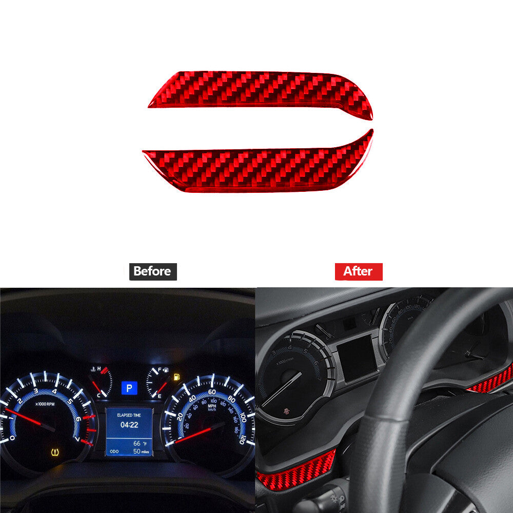 Red Carbon Fiber Console Side Decorative Cover Trim for Toyota 4Runner 2010-2020