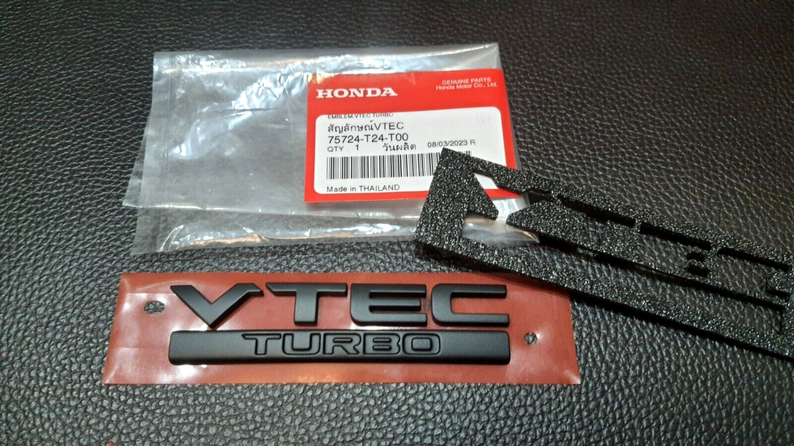VTEC TURBO MATT BLACK LOGO EMBLEM BADGE FOR REAR for HONDA CIVICFC FK FE 2015-ON FIT
