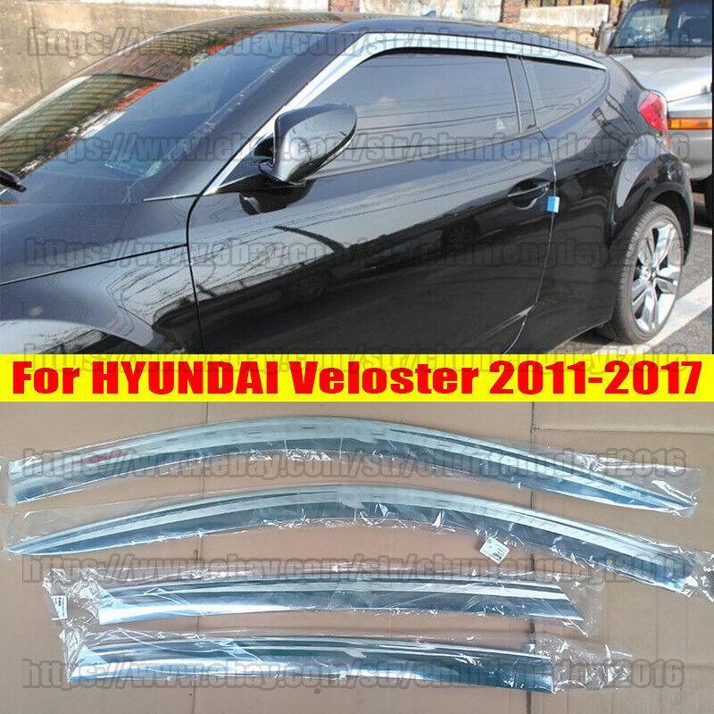 for HYUNDAI for Veloster 2011-2017 Chrome Window Sun Vent Visor Guards Trim 4pcs