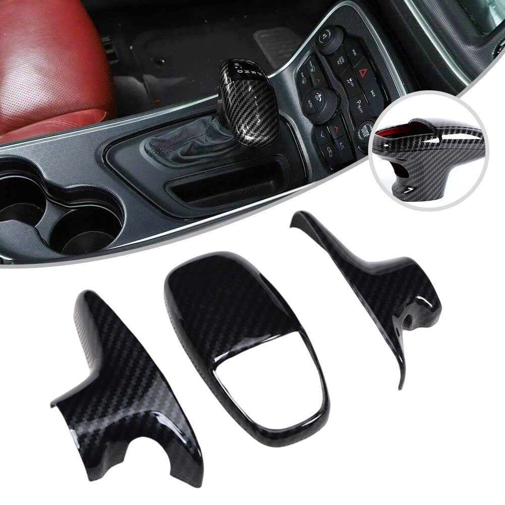 Carbon Fiber Gear Shift Knob Decor Cover Trim for Dodge for Challenger Charger