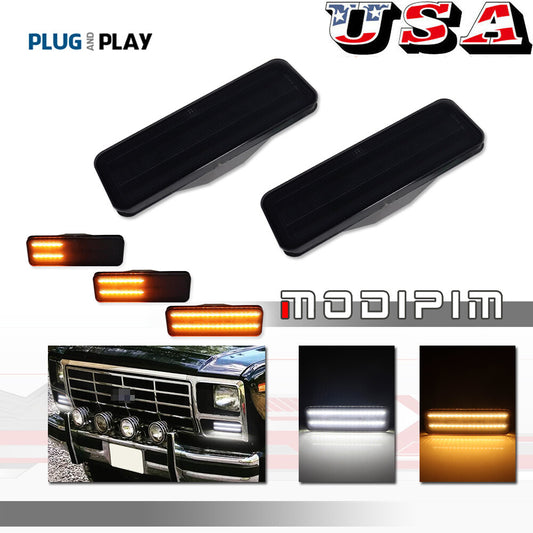 2-Pack Smoked Front Bumper Turn Signal Lights for Mustang F100 F150 F250 F350