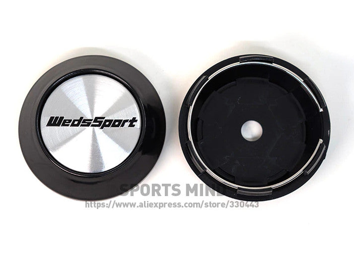 4-piece set of 68mm Weds Sport wheel caps, rim caps, center caps, badges, logos, silver TE37