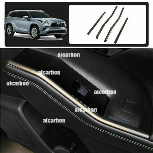 4X Peach Wood Grain Interior Door Strips Cover for Toyota Highlander 2020-2023