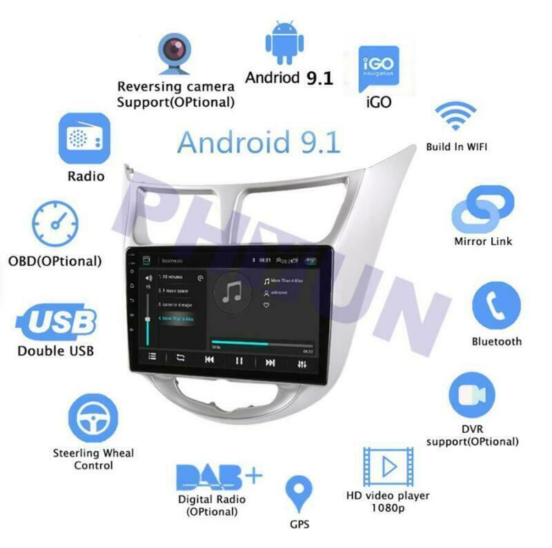 9 Android 9.1 MP5 Stereo Radio GPS Navigation for Hyundai Solaris Accent 10-16