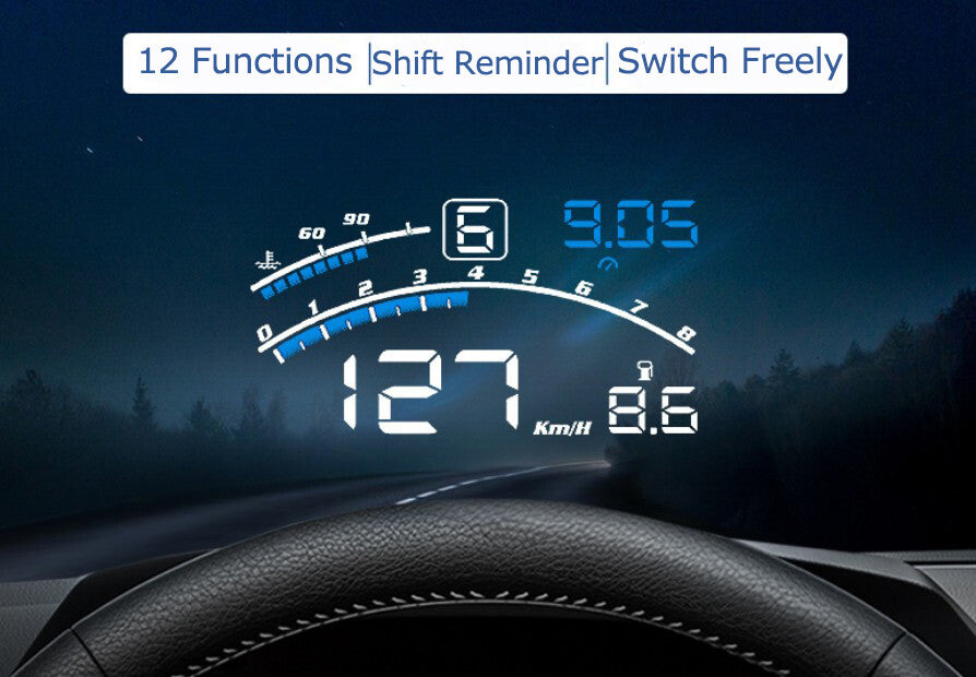 Car Speedometer Digital HUD Head Up Display OBD2 GPS Projector Overspeed Alarm