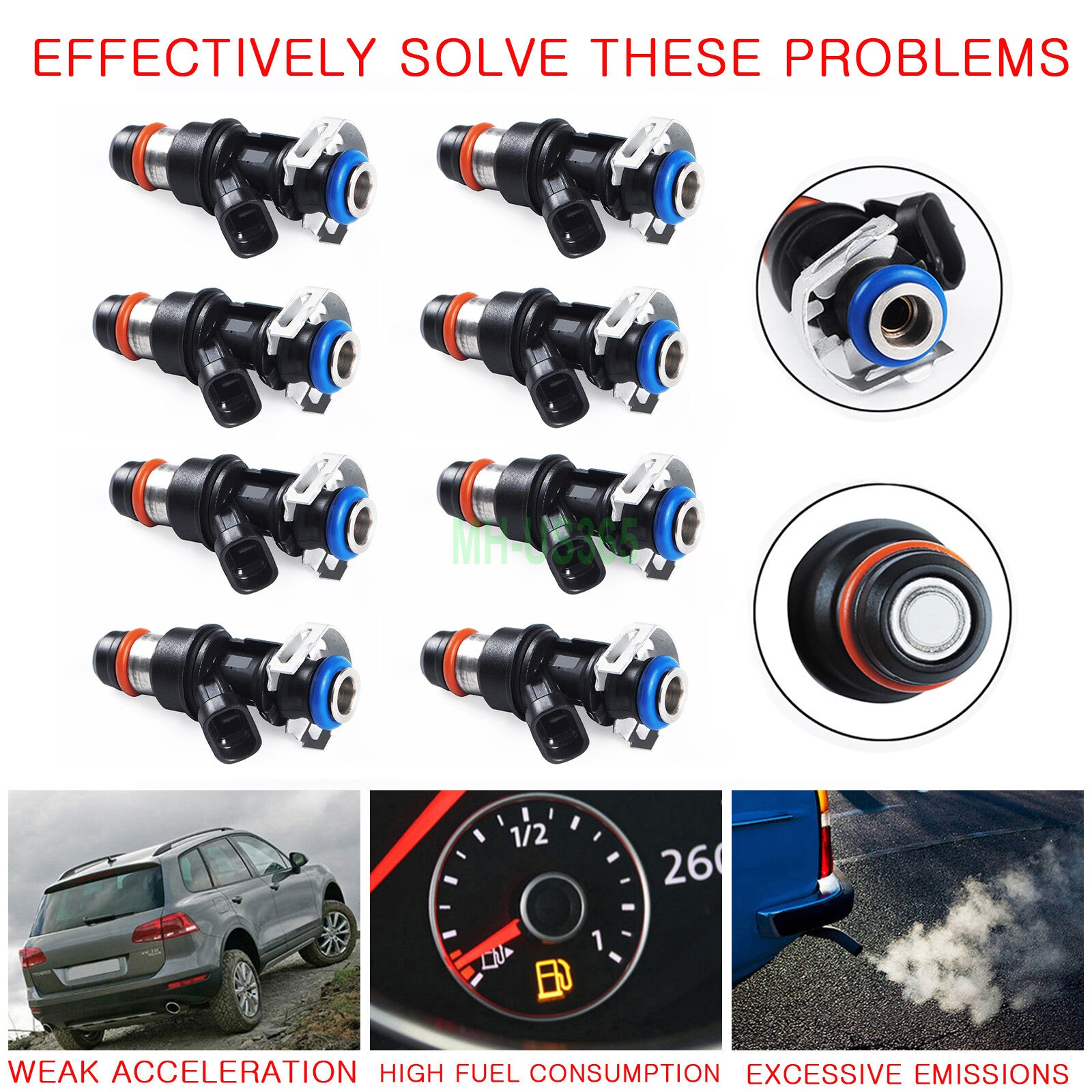 8-pack of fuel injectors 1711353 suitable for GimCity for Cadillac for Chevrolet 4.8L, 5.3L, and 6.0L engines (2001-2007).