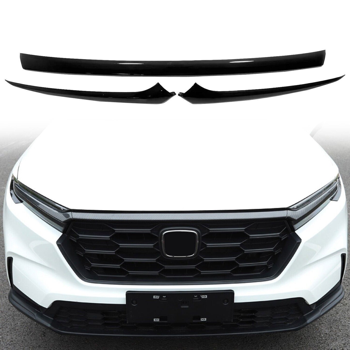 for Honda CR-V CRV 2023-2024 ABS Black Front Side Grille Stripe Cover Trim 3Pcs