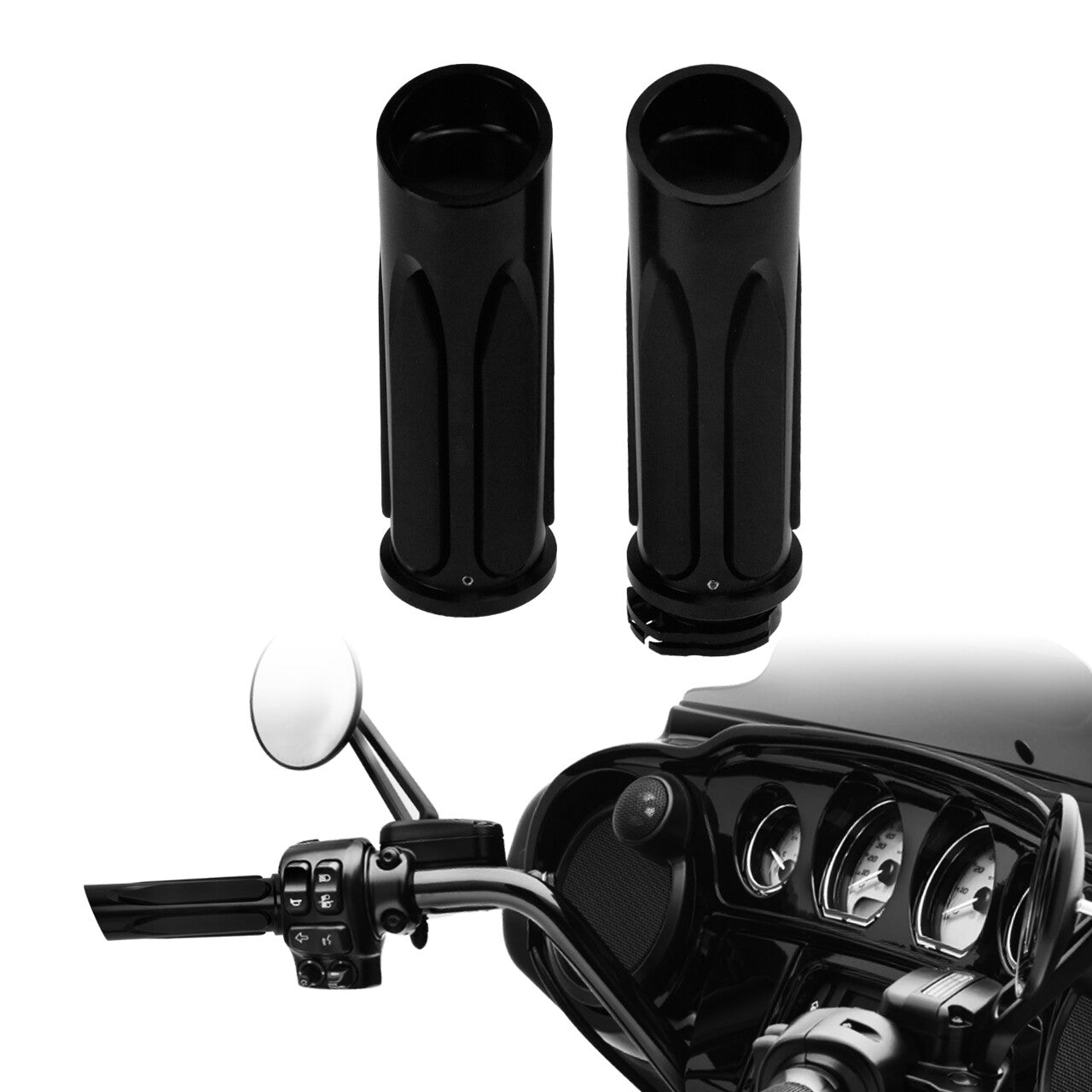 Black 1 Handlebar Hand Grips for Harley Touring Road King Electra Glide 96-2007