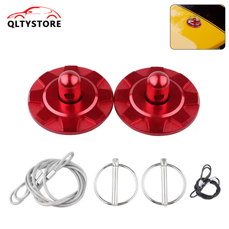 Bonnet Red Hardware Racing Hat Pin Lock Exterior Kit Universal Aluminum