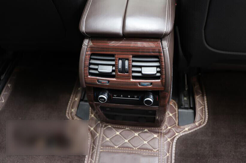 Fit for BMW X5 F15 2014-18 Red Wood Grain Back Row Air Outlet Vent Cover Trim 2P