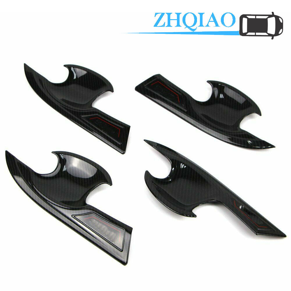 Black Carbon Fiber Style Door Handle Bowl Cover Trim Fits for Honda for Civic 2016-2018