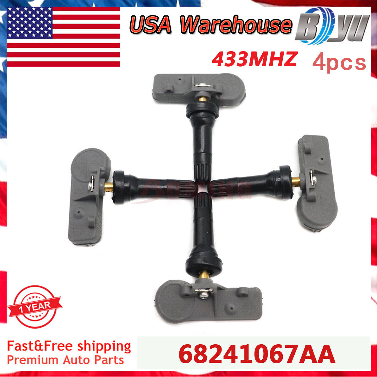 Set(4) TPMS Tire Pressure Sensor 56029398AB for Dodge for Ram for Chrysler for Jeep for Wrangler