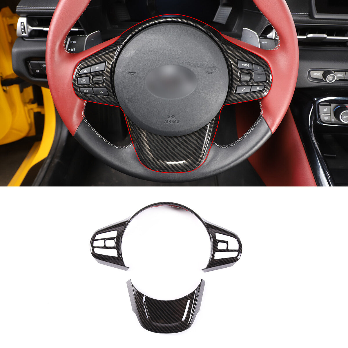 4-Piece Red Interior Window Lift Switch Button Decoration for Toyota Tacoma 2016-2022