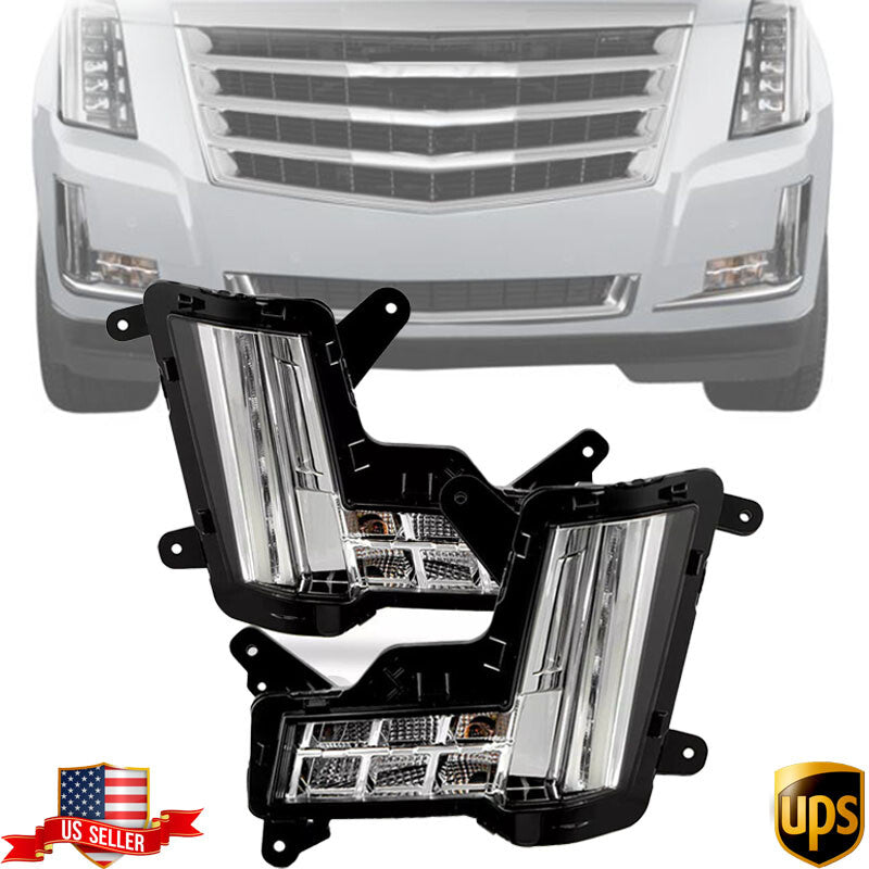 For 2015-2020 for Cadillac for Escalade w/o Crash Brake LED Fog Lights Signal Lamps Set