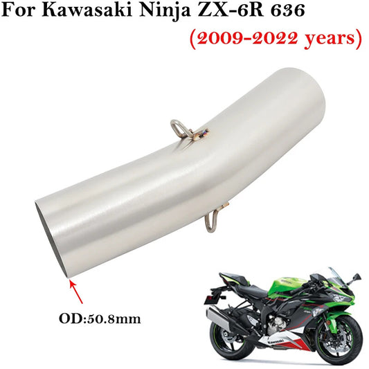 Slip On Fit for Kawasaki ZX6R ZX636 2009-2022 Exhaust Middle Link Pipe Muffler