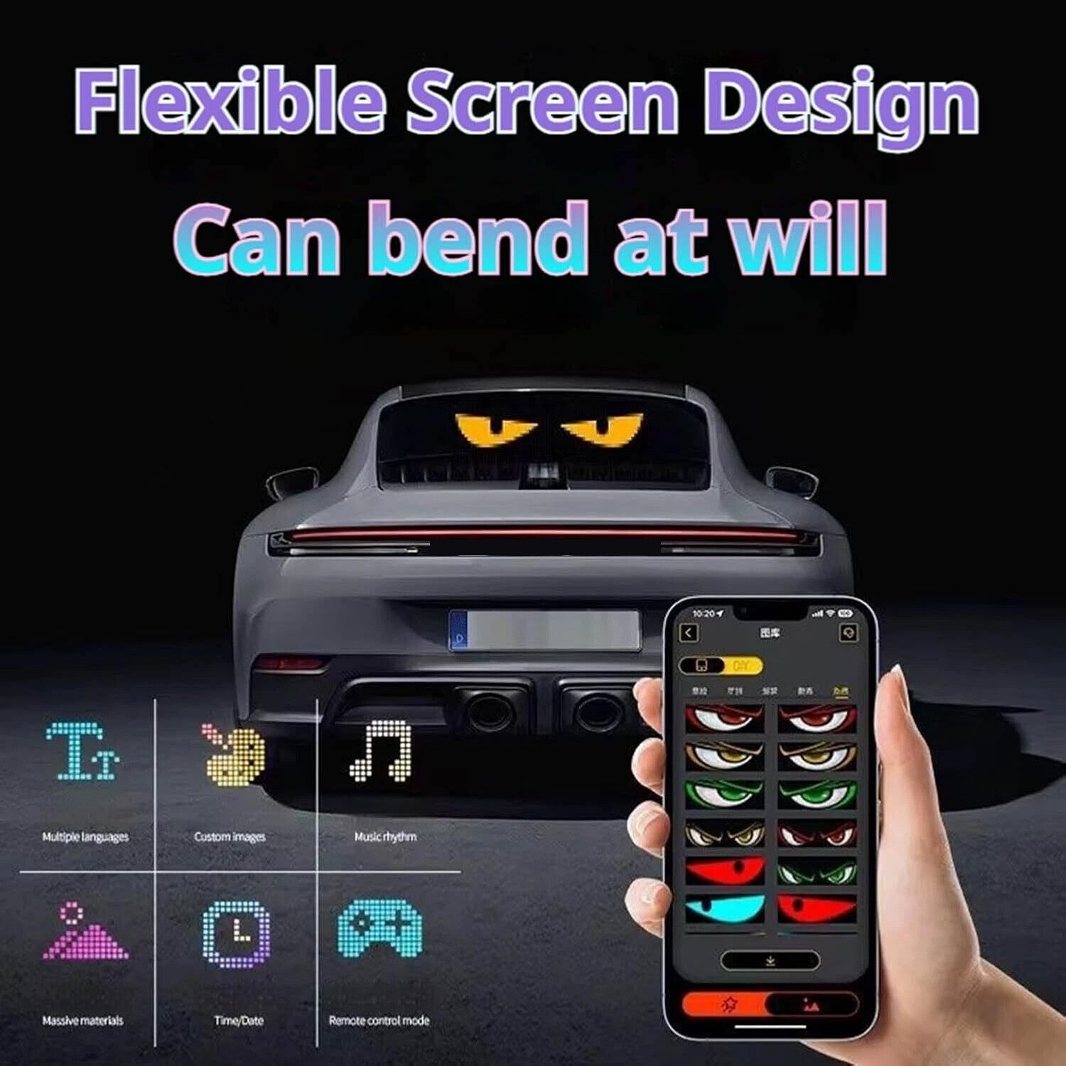 24Truck Windshield Cars Devil Eyes Light Remote for Smart Eye Lamp Soft Screen 2Pcs