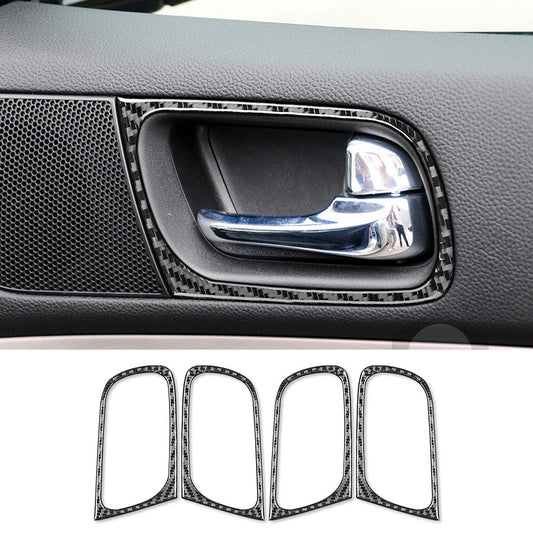 Carbon Fiber Interior Door Handle Bowl Ring Cover Fit for Infiniti G37 2007-2013