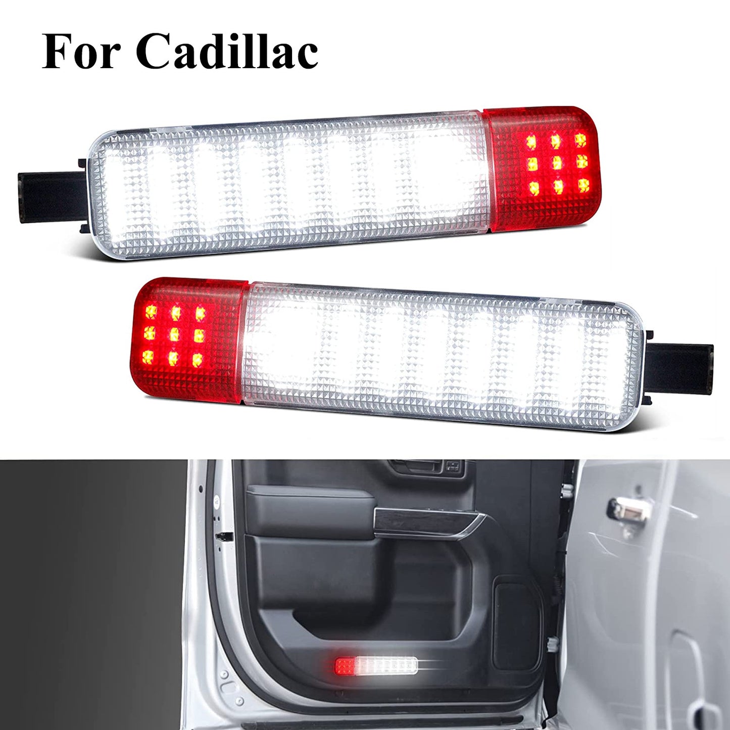 2 for Chevy for Cadillac Accessories Red LED Interior Door Panel Light Courtesy Lamp
