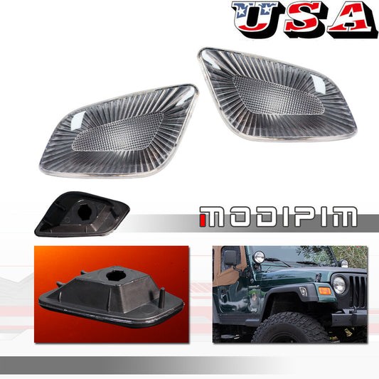 2-Piece Front Fender Side Marker Light Housing Cover for 1997-2006 for Jeep for Wrangler