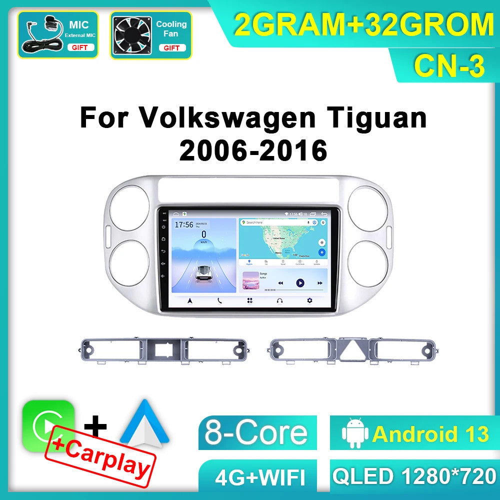CarPlay Car Radio for Volkswagen for Tiguan 1 NF 2006-2016 Android GPS Player Screen