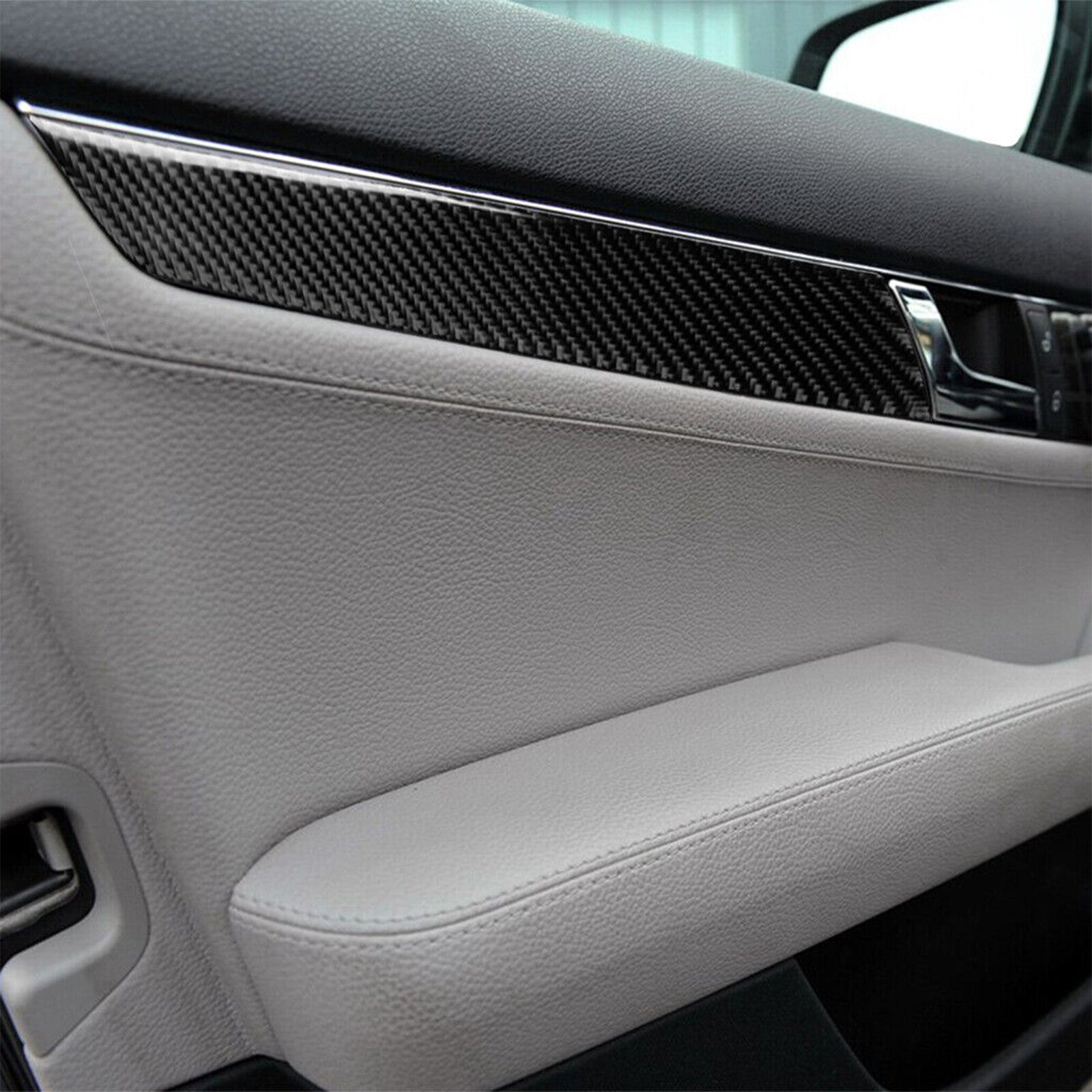 for Mercedes-Benz C Class W204 2007-13 Carbon Fiber Door Panel Cover Accessories