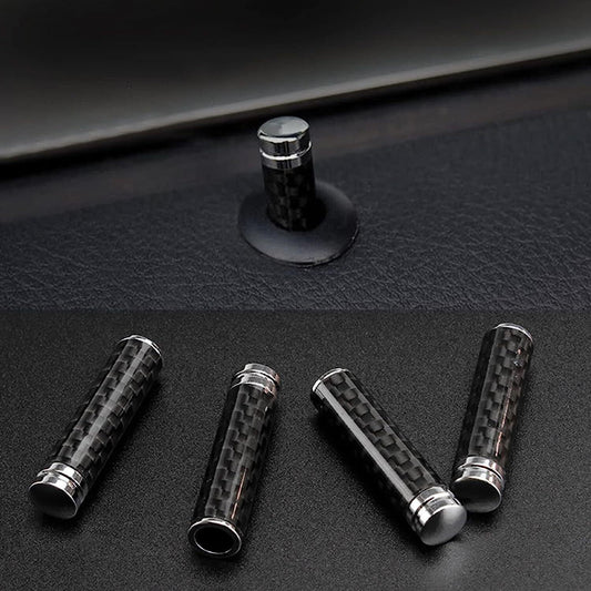 4PCS Car Door Lock Knobs Set Carbon Fiber AutoTruck Door Lock Pull Pin Cover Kit