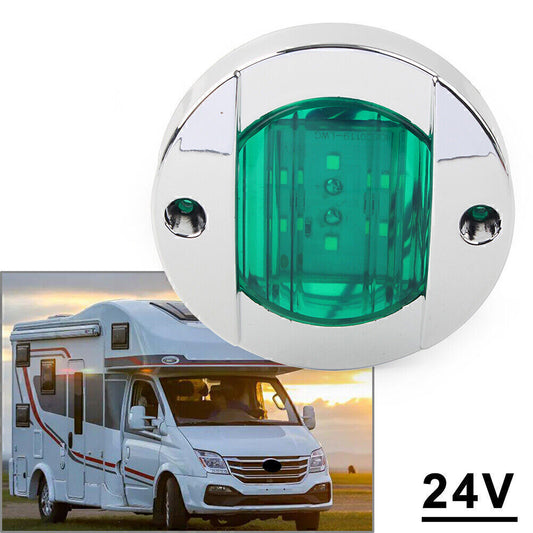 Round 24V LED Side Marker Trailer Lights For Truck Trailer RV Boat Green