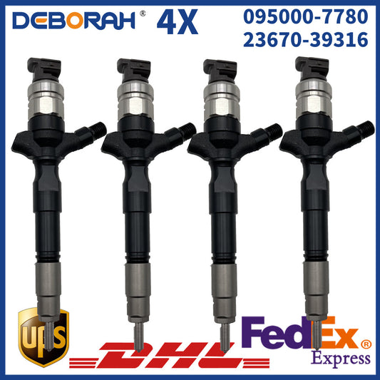 4X Fuel Injector 23670-39316 2367039316 095000-7780 for Toyota LANDCRUISER PRADO
