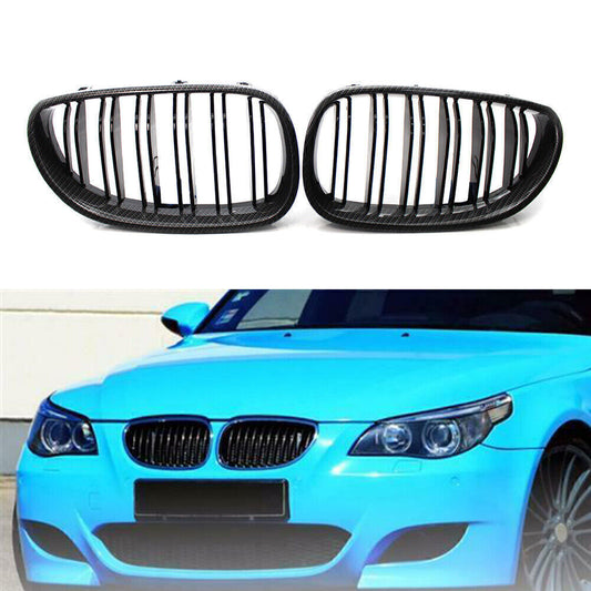 Double Slat Front Kidney Grille Carbon Fiber for BMW E60 E61 5 Series M5 2004-10