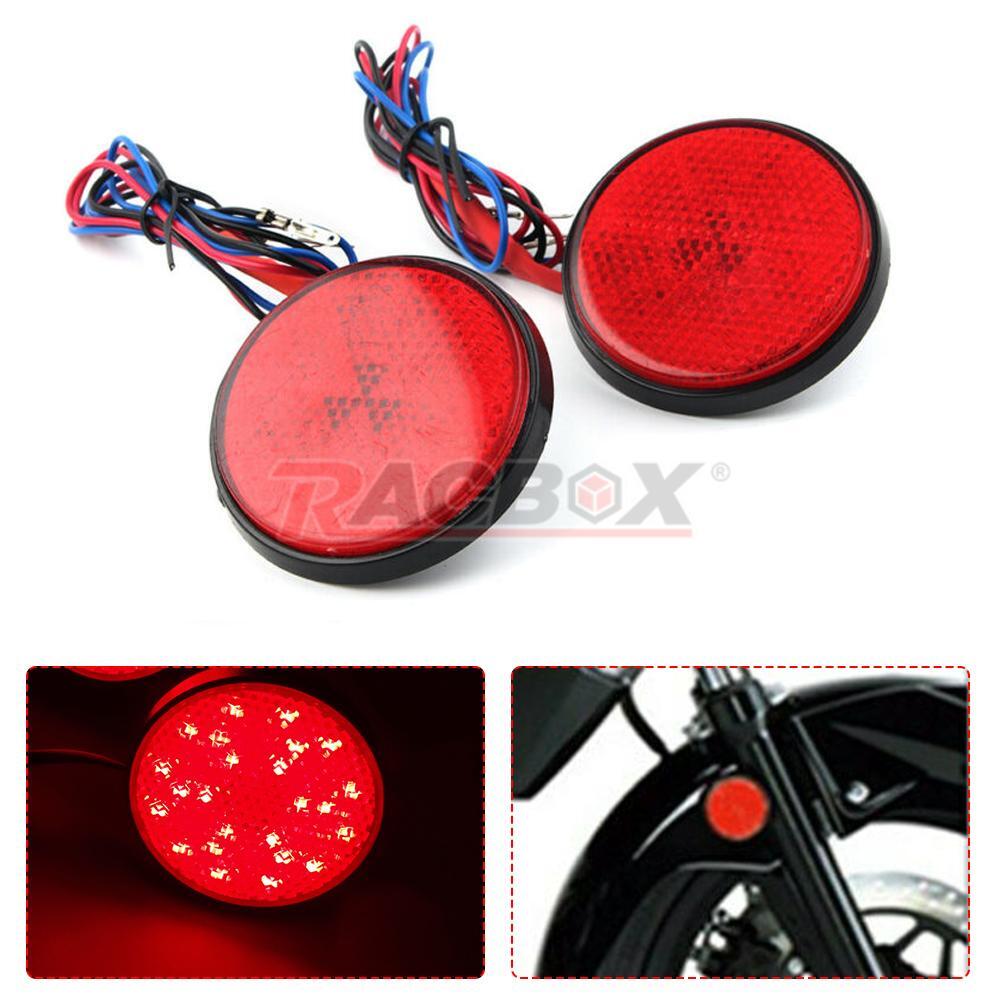 2X Motorcycle Red Round 24 LED Brake Turn Signal Stop Tail Lights Reflector Lamp