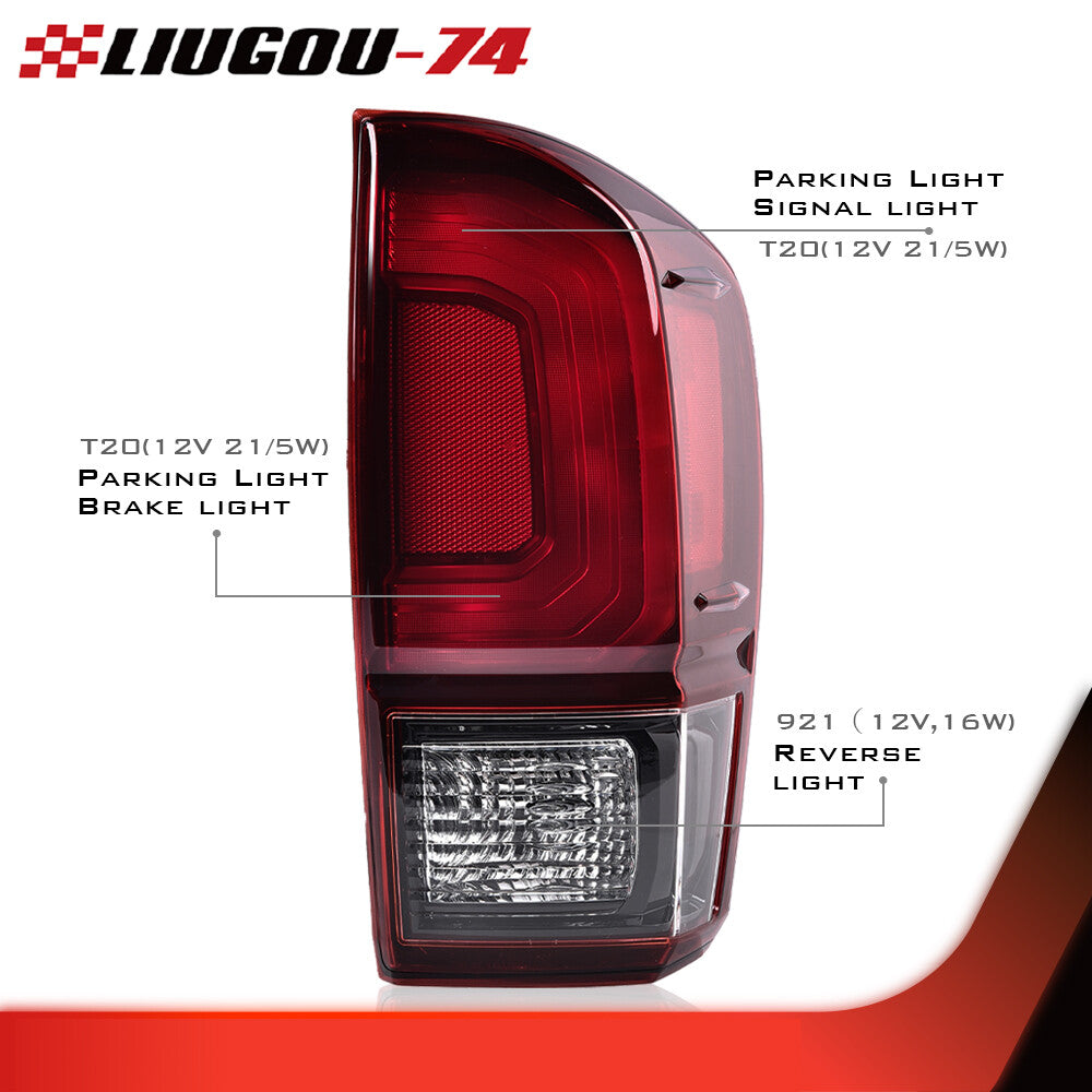 A pair of red taillights and brake lights are suitable for 2016-2022 for Toyota Tacoma TRD style.