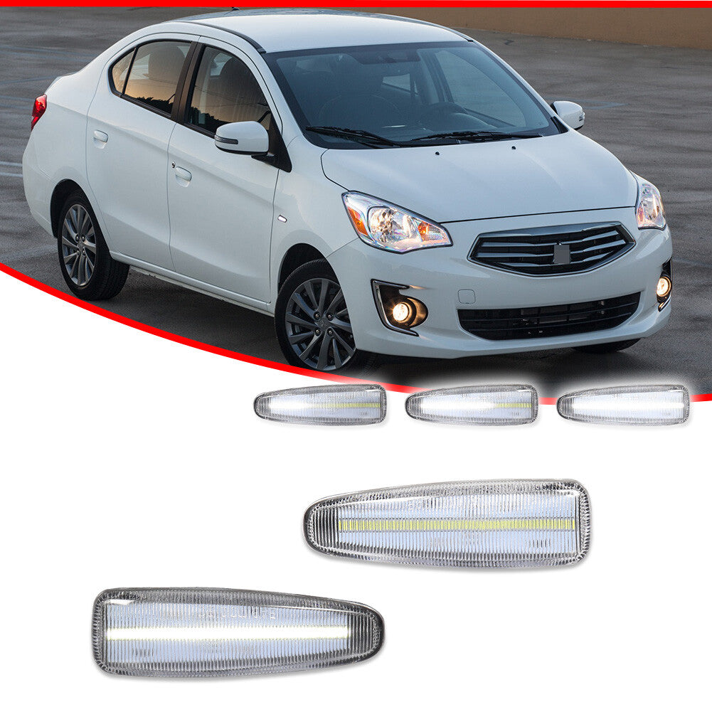 2-Pack Transparent White LED Side Marker Signal Lights for Mitsubishi Lancer Evo X Mirage