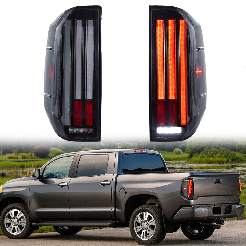 For 2014-2021 for Toyota Tundra Smoked LED Tail Lights w/Start-up Rear Lamps LED DRL