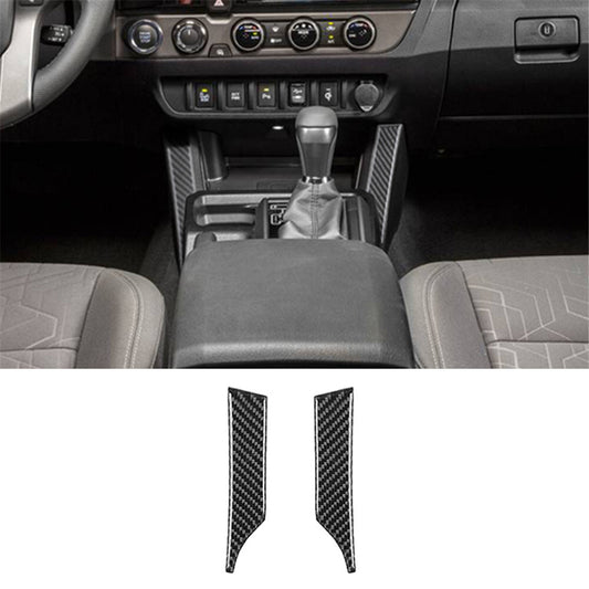 2Pcs Carbon Fiber Side Central Console Cover Trim for Toyota Tacoma 2016-2021