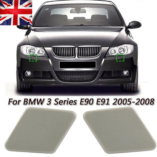 2pcsFront Headlight Cover Washer Nozzle Jet Cap For 2005-2008 for BMW E90 E91