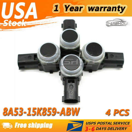 4PCS 8A53-15K859-ABW Black Bumper Parking PDC Aid Sensor for Ford Explorer Focus
