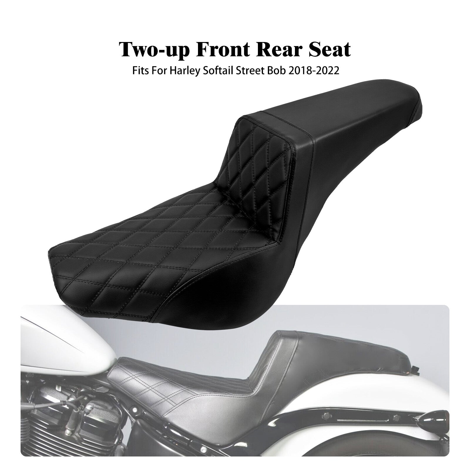 Driver Rider Passenger 2-Up for Seat Cushion Fit for Harley Softail Street Bob 18-23