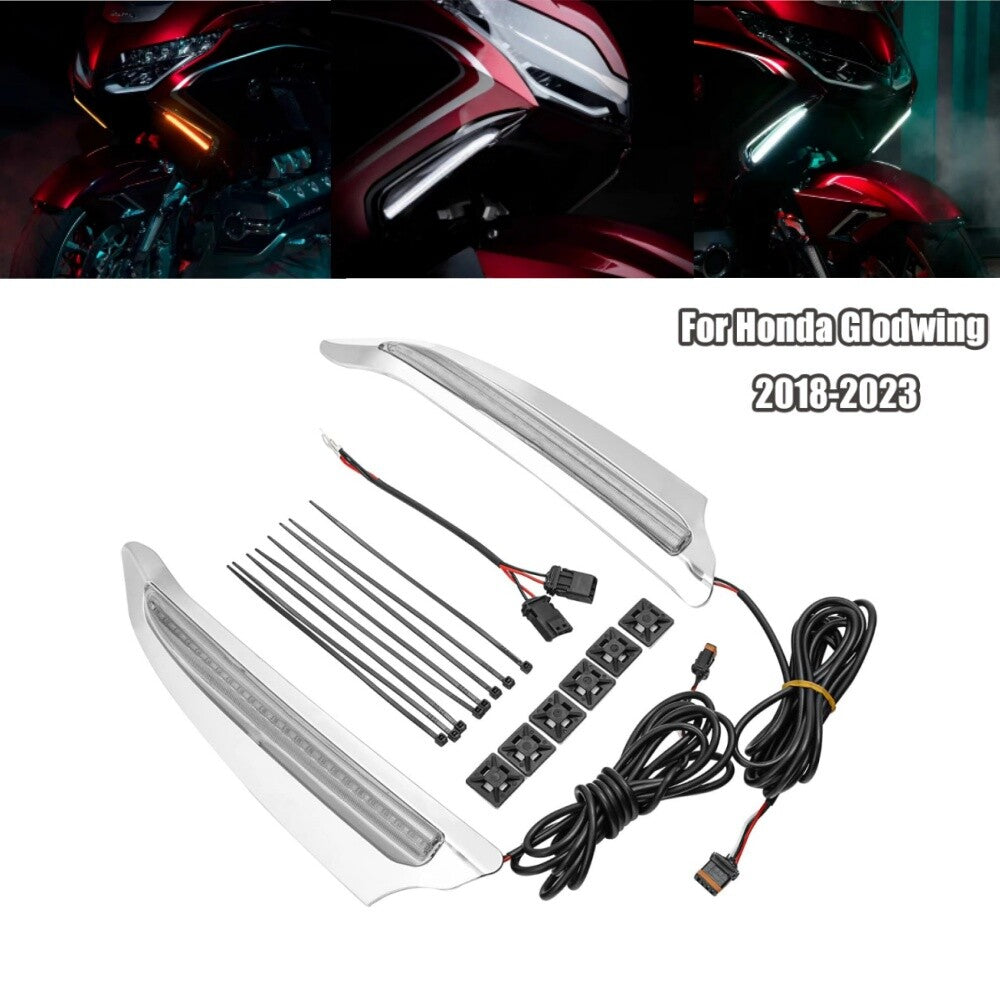Chrome Front Lighted Vent Trim LED Turn Signal for Honda Goldwing GL1800 2018-UP
