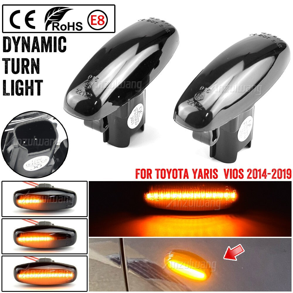 Dynamic Side Marker Turn Light for Toyota Vios Yaris 2014-2019 waterproof IP67