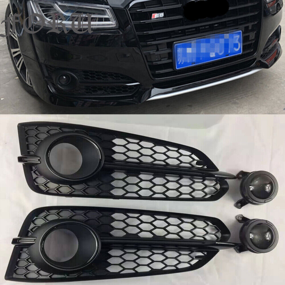for Audi for A8 Fog Lights Grill Replacement 2015-2017 A8L D5 Front Mesh Grille 1SET