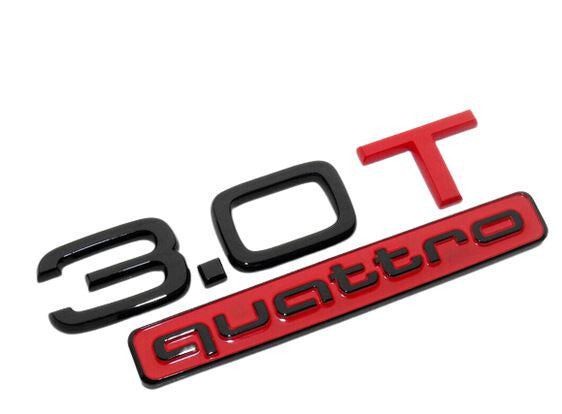 Suitable for Audi rear badges 3.0T Quattro stickers, boots, trunk badges, black and red, A3, for A6,A7, for A8