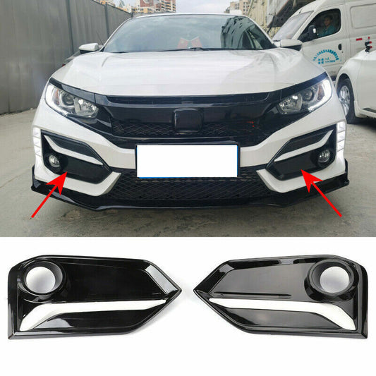 for Honda for Civic Hatchback 2016-2021 Black+White Front Fog Light Frame Lamp Cover