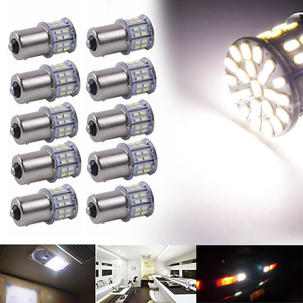 50SMD 1156 BA15S LED Tail Turn Signal Light Bulb Indicator Lamp White 10pcs
