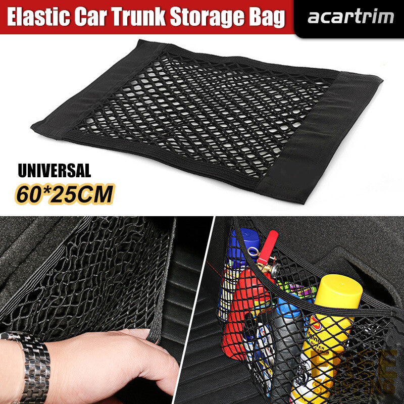 Car Rear for Seat Storage Bag Trunk Mesh Auto Organizer Double-deck Elastic String