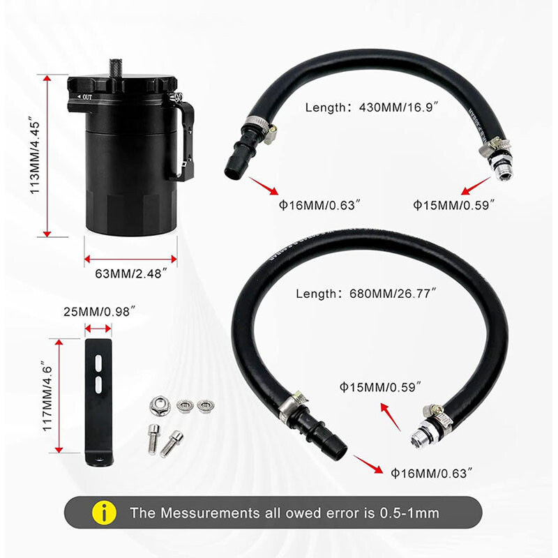Oil Separator Oil Catch Can For 11-20 for Dodge Charger 3.6L for Challenger 3.6L Black