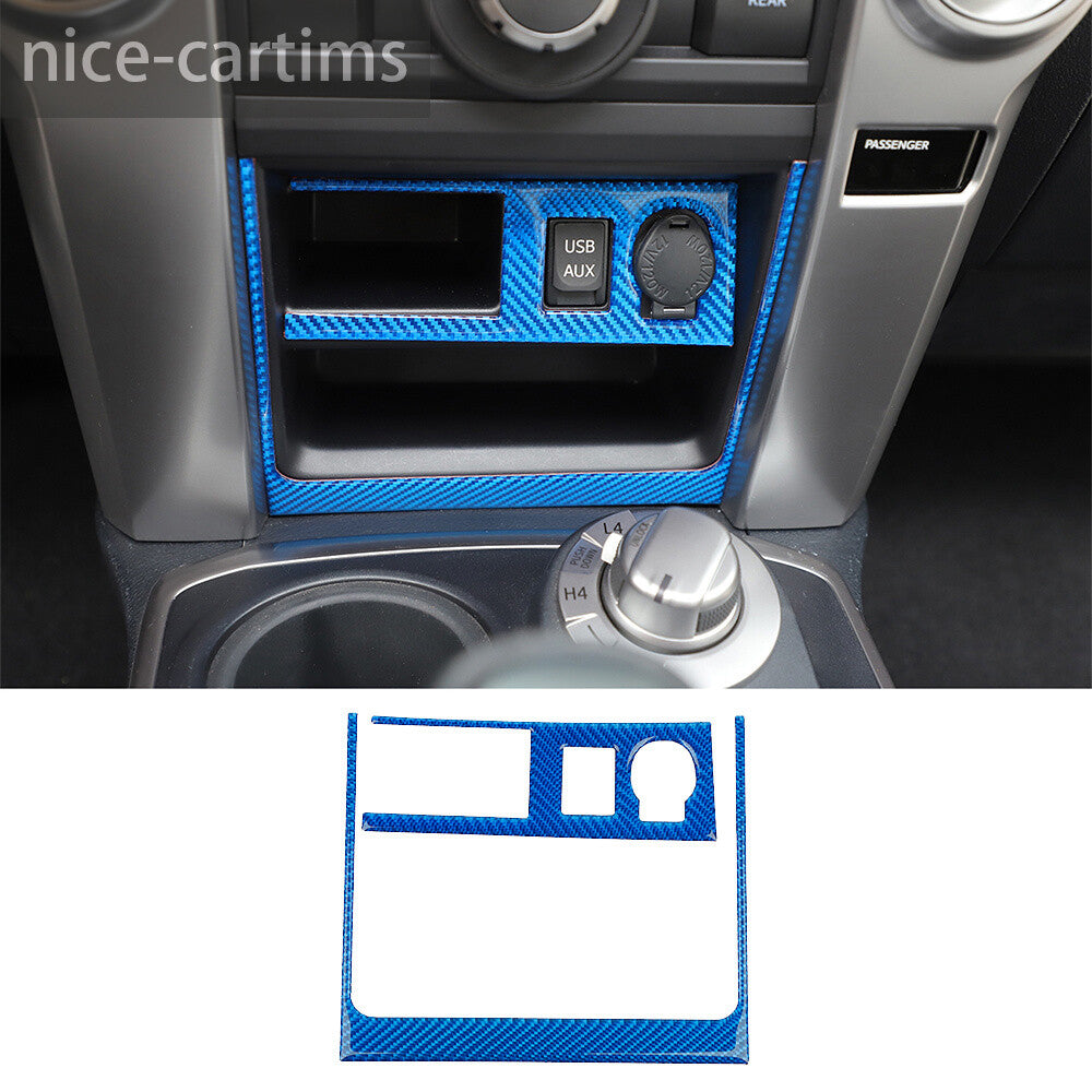 Blue Carbon Fiber Cigarette Lighter Panel Decor Cover For Toyot@ 4Runner 2010-23