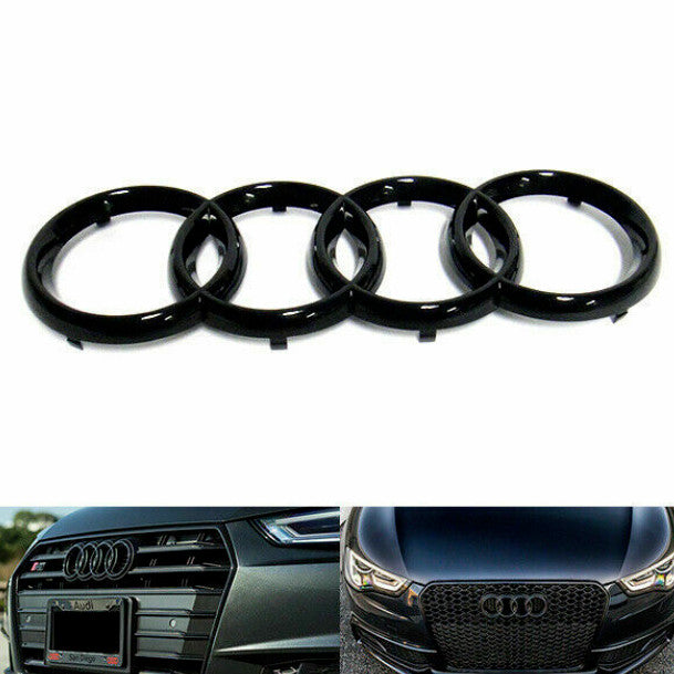 for Audi A7 S7 RS7 Range Hood Ring Badge Front Cap Barbecue Badge Glossy Black 2016-2018